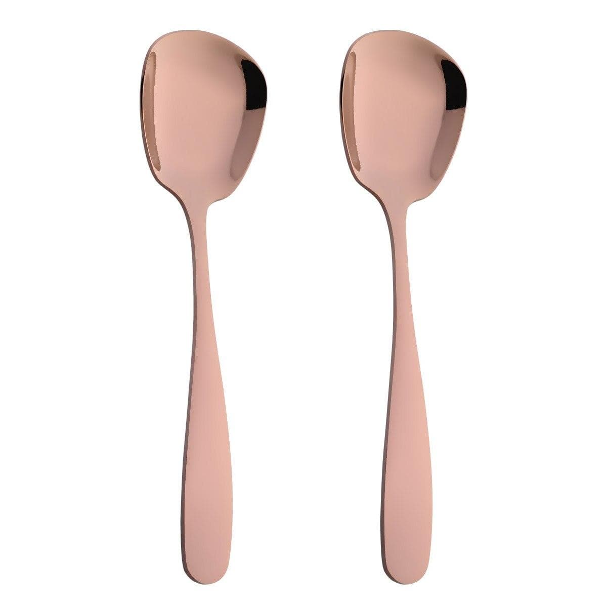 2Pcs 304 Stainless Steel Rice Serving Spoon Gold Square Spoon Ladle Dessert Ice Cream Table Spoon for Party Restaurant Kitchen Dinnerware Large rose gold