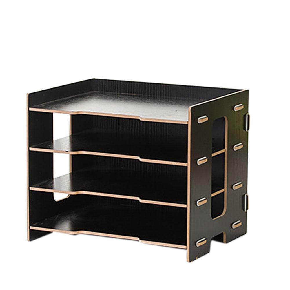 Modern Bedside Office Display Rack Magazine File Organizer Desktop Document Sorter(Black) Black