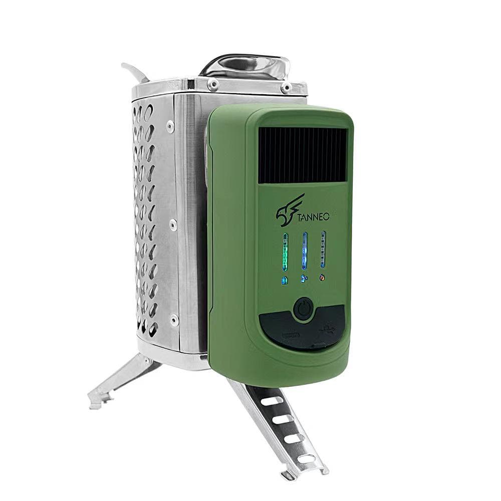 Outdoor Camping SmokeFree Stoves Portable Power Generating Furnace Hiking Picnic Burners Machine green