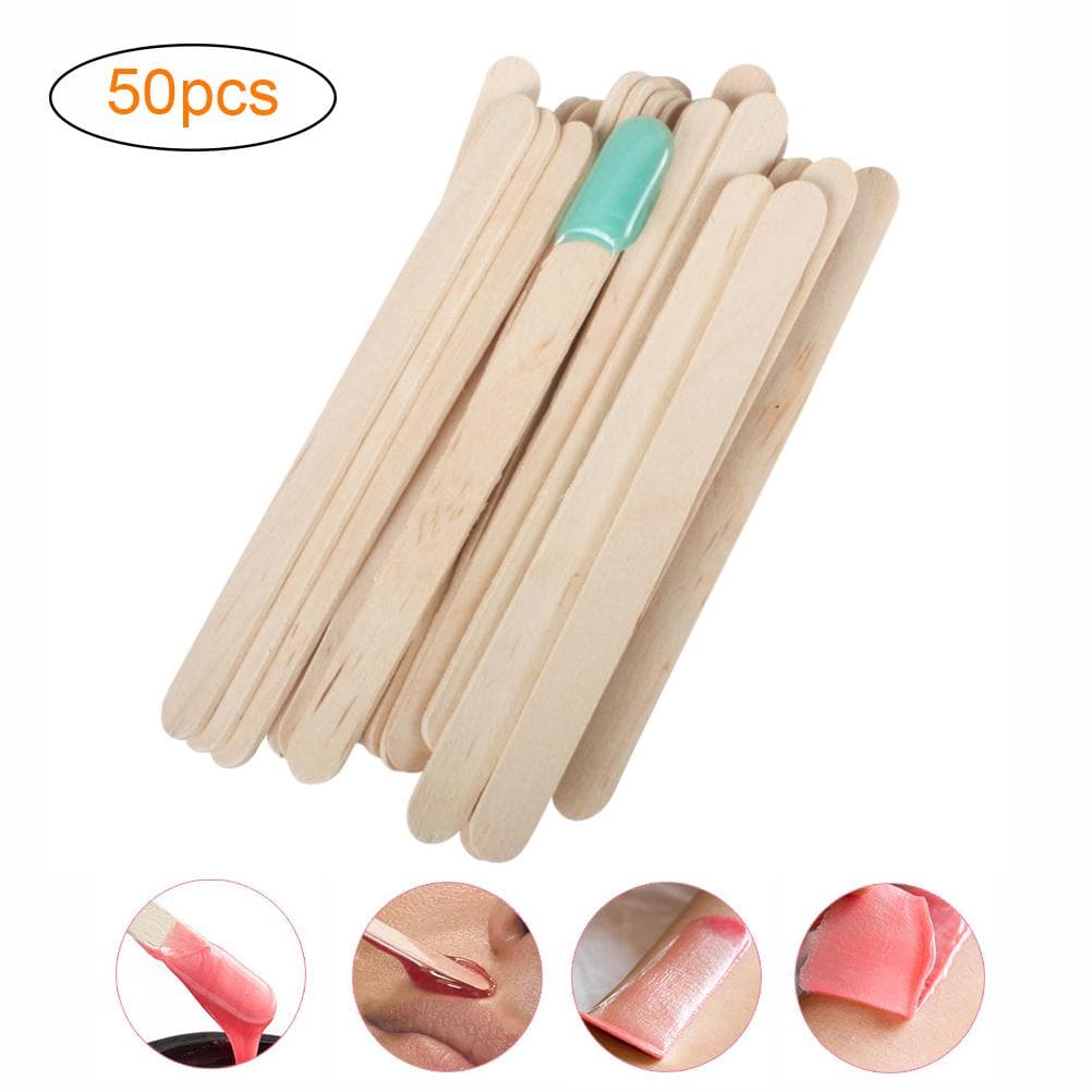 50Pcs Wooden Waxing Wax Spatulas Hair Removal Stick Applicators Professional Facial Spa Tongue