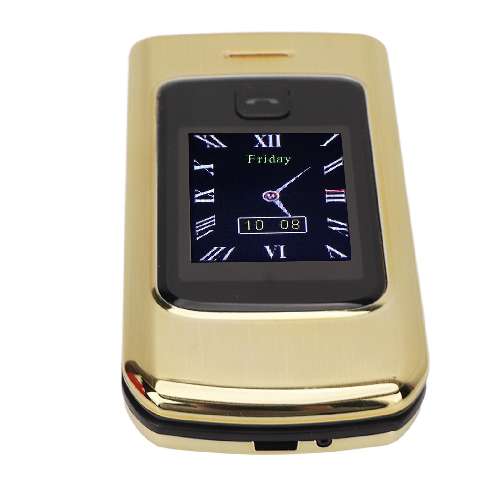 Senior Flip Cell Phone Big Screen 2G Long Standby Dual Card Dual Standby 4800mAh Flip Phone US Plug gold