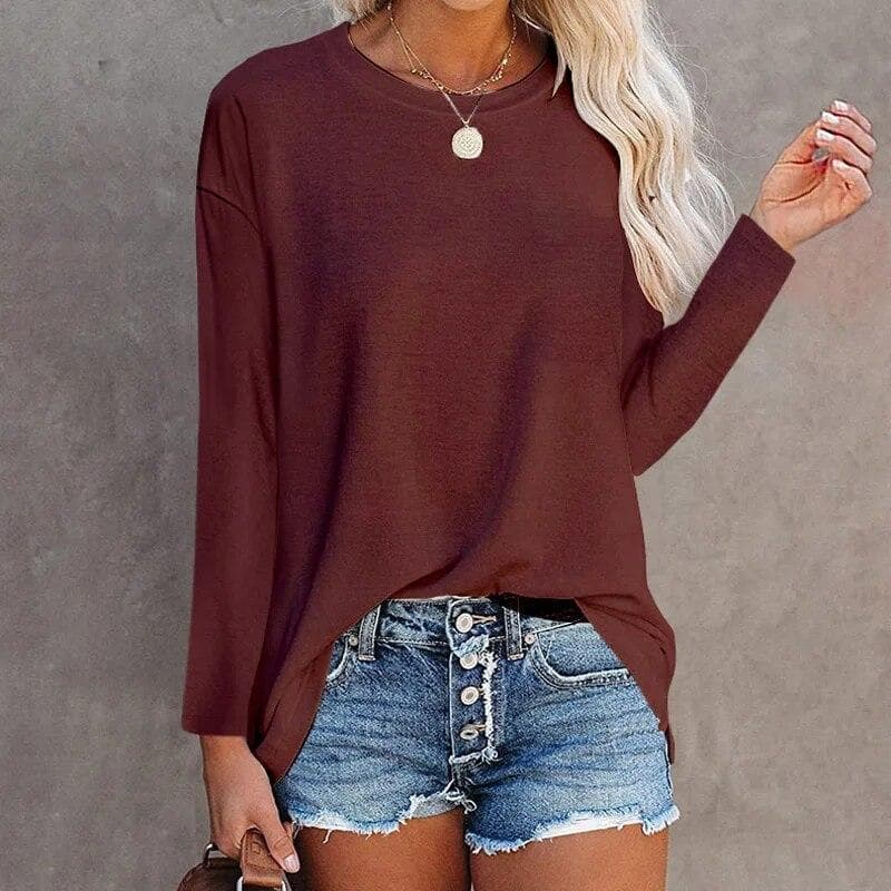 Elegant Solid Color Long Sleeved Cotton T-shirt Tops Women O Neck All Match Harajuku Y2K Female Clothes Loose Casual Tees Femme XXL green
