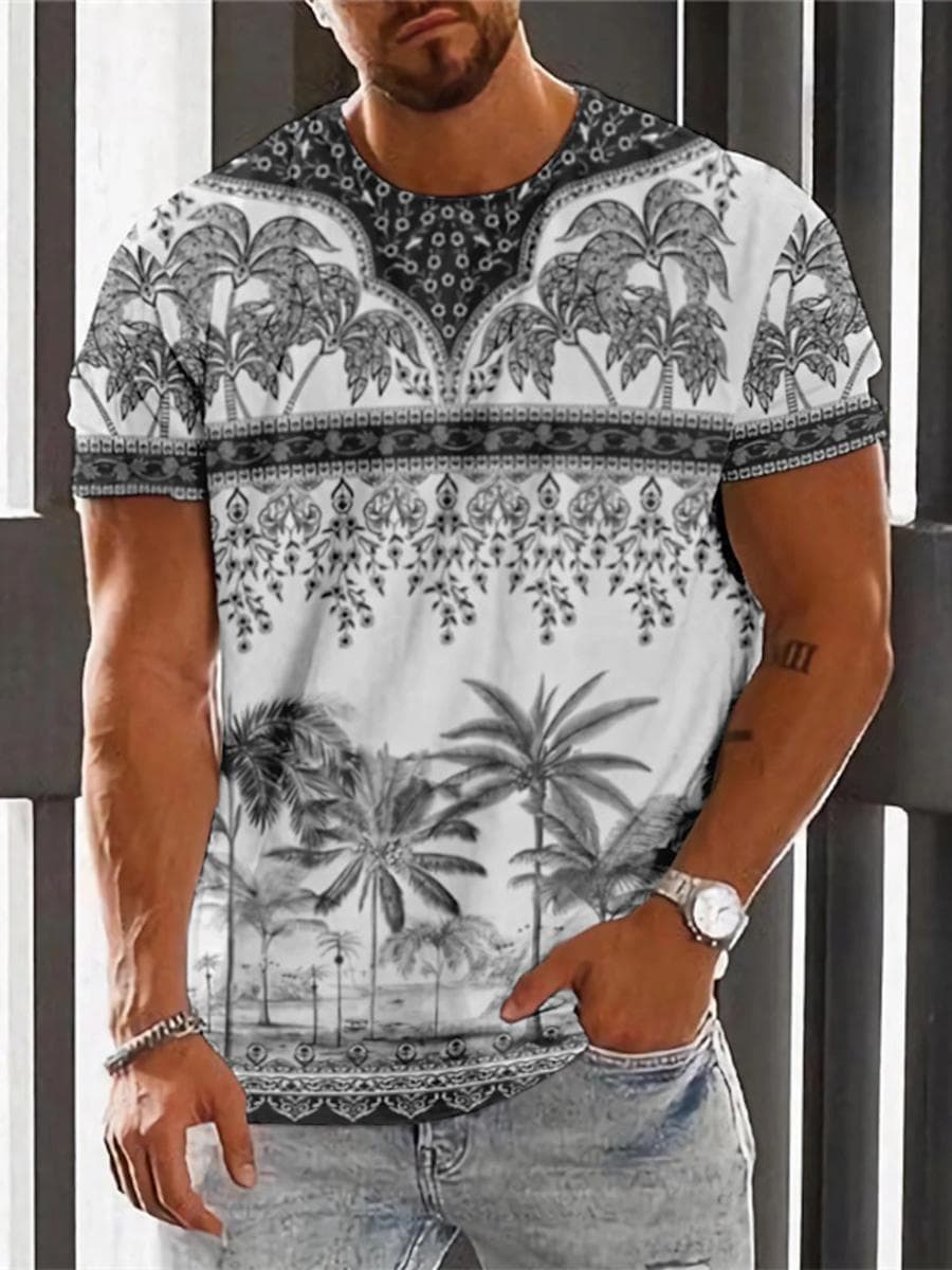 Vintage Ethnic T-shirt 3D Print Clothing O-neck Men Tops Oversized Short Sleeve Tee Summer Loose Male Streetwear Mens Clothes 2XL