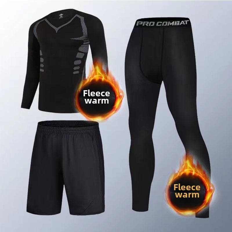 Men's Winter Thermal Fitness Tights: Quick-Dry, High-Elastic Running Suit with Velvet Lining 3XL (155-175 jin)