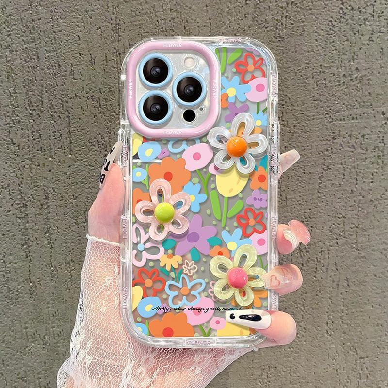 Colorful Flowers Suitable for IPhone 16 IPhone Case 15 Mirror 14 Dopamine 13 Three-dimensional 12 High-end Sense 11 iPhone 7 Plus/8 Plus