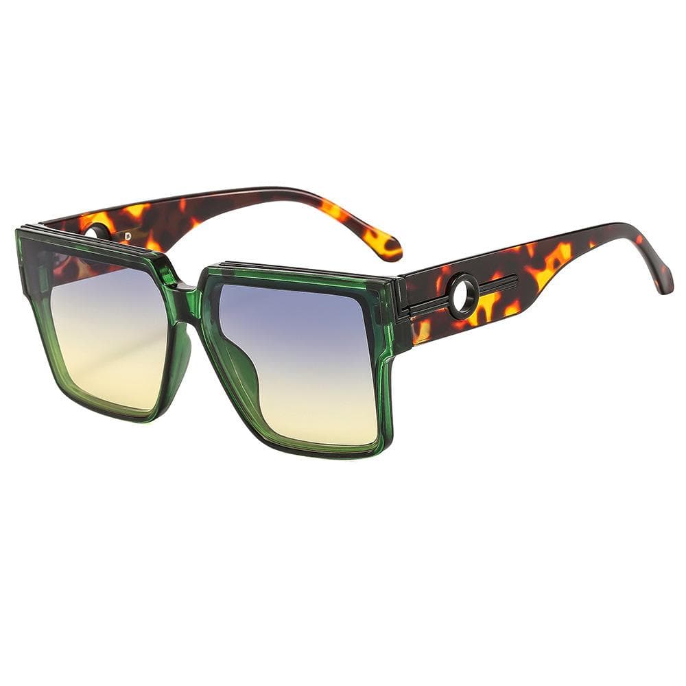 Fashion Square Women Luxury Sunglasses Retro Designer Leopard Blue Green UV400 Sun Glasses Shades Trending Other