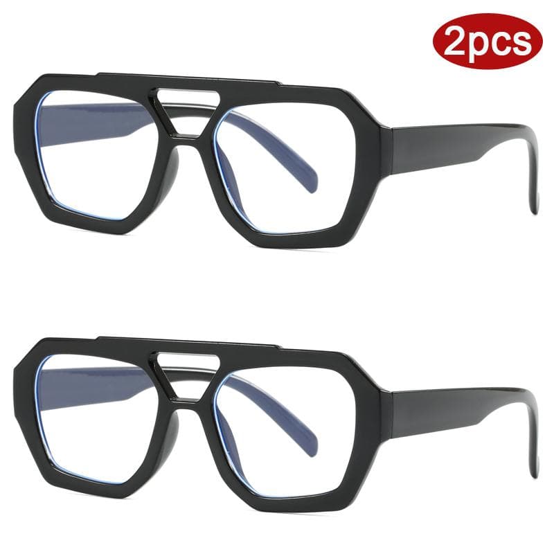2pcs Fashion Large Frame Polygon Sunglasses Women Triangle Hollow Out Design UV400 Sun Glasses Female Cler Lens