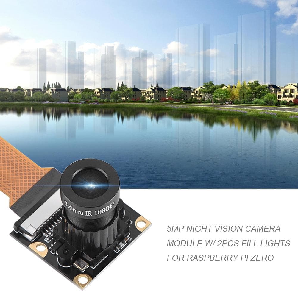 5MP Night Vision Camera Module w 2Pcs Fill Lights for Raspberry Pi Zero