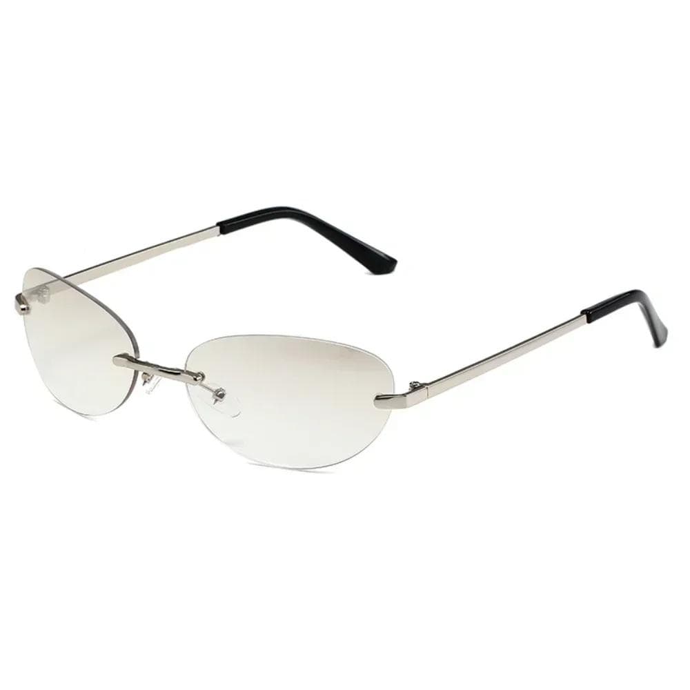 New European American Metal Frameless UV400 Sunglasses Fashionable Oval Cut Edge Glasses UV Resistant
