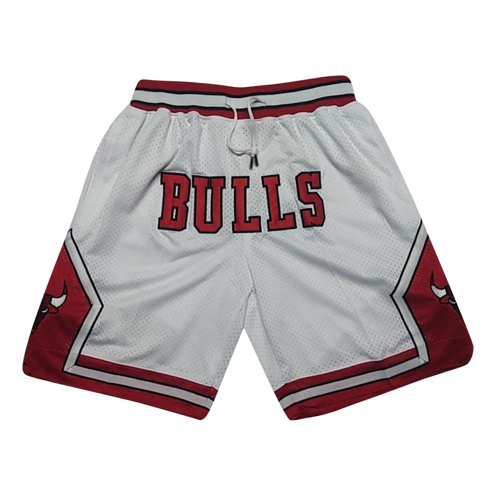 Bulls Retro Embroidered Drawstring Cropped Basketball Shorts Training Shorts XXL Vermilion