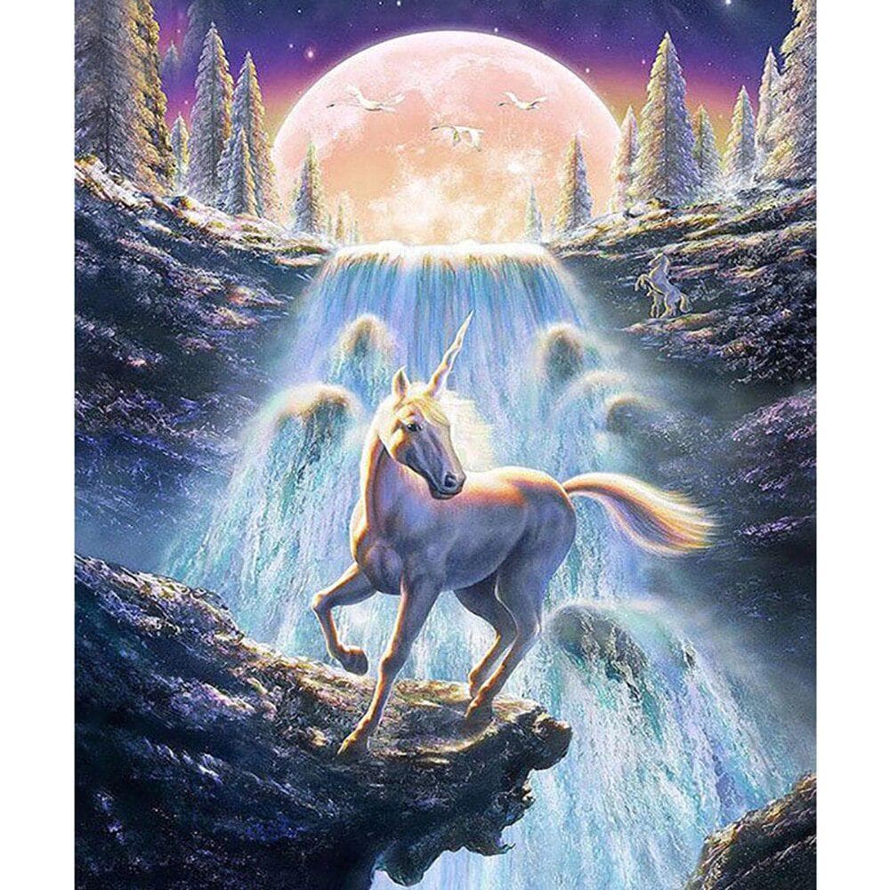 DIY Diamond Embroidery A Cliff Edge Unicorn Full Round Diamond Painting Cross Stitch Kit Home Decor 20X30CM