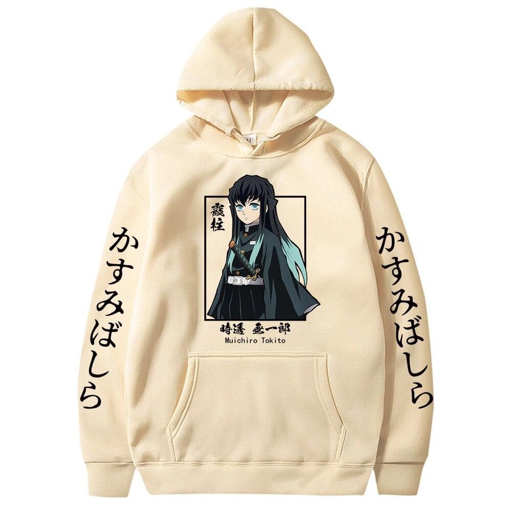 Demon Slayer Muichiro Tokito Graphic Hoodie Pullover Harajuku Streetwear Hoodies Winter Sweatshirt 2XL khaki