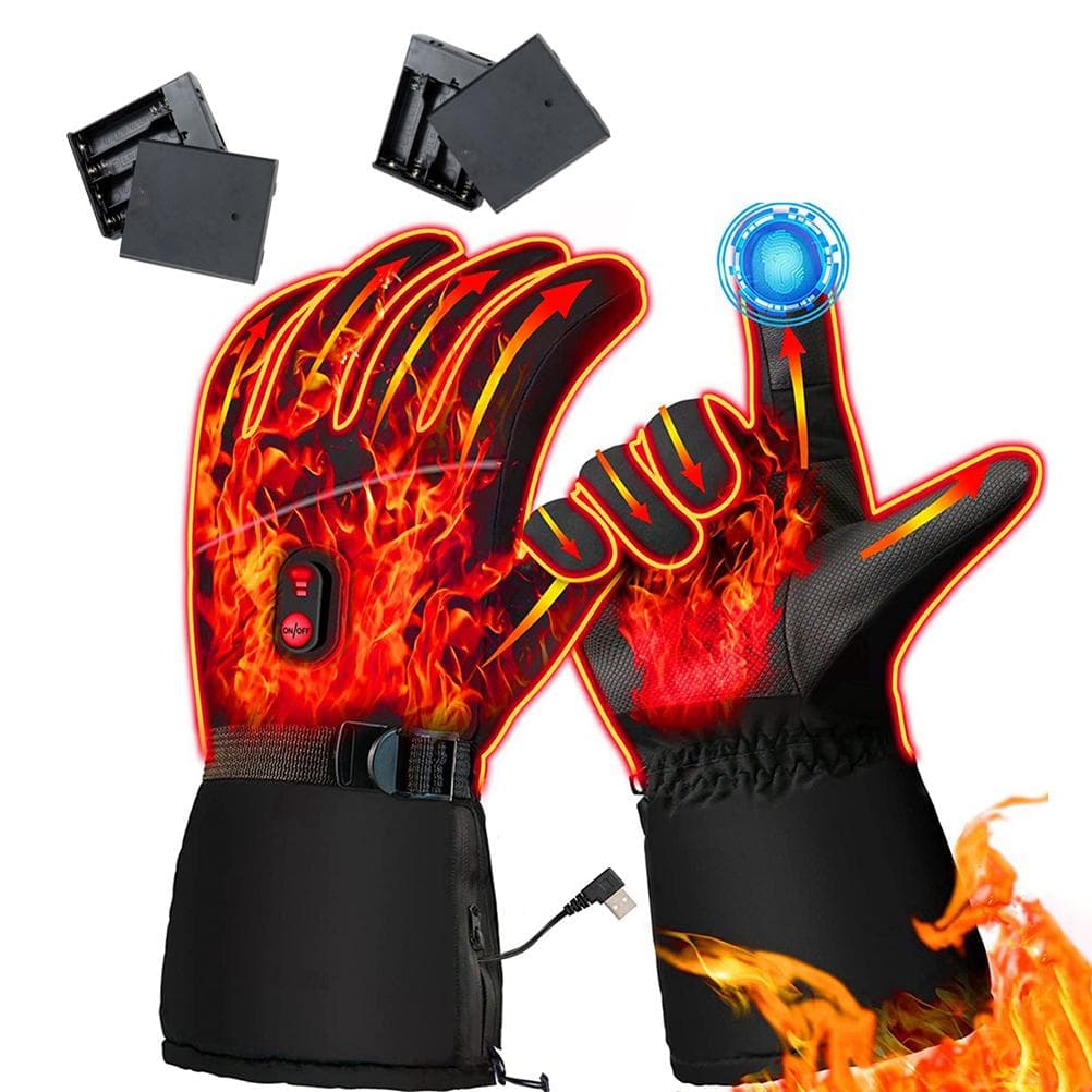 USB Heated Gloves Waterproof Touchscreen 3 Temperature Levels Gloves for Men Women Winter Indoor black