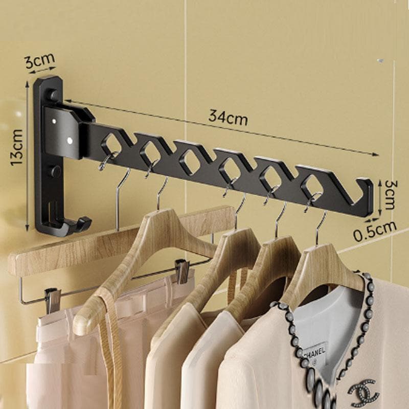Clothes Drying Rack Adjustable Angle Clothes Hanger Wall-mounted Coat Dryer Collapsible Clothing Organizer Large Loading-bearing black