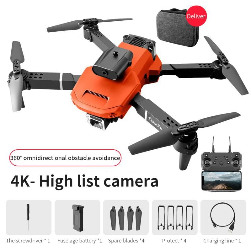 2024 New E100 RC Drone 4K Professional Single/Dual Camera Fpv WiFi Obstacle Avoidance Windproof Helicopter Folding Quadcopter Gift Toy Sing camera 1battery orange