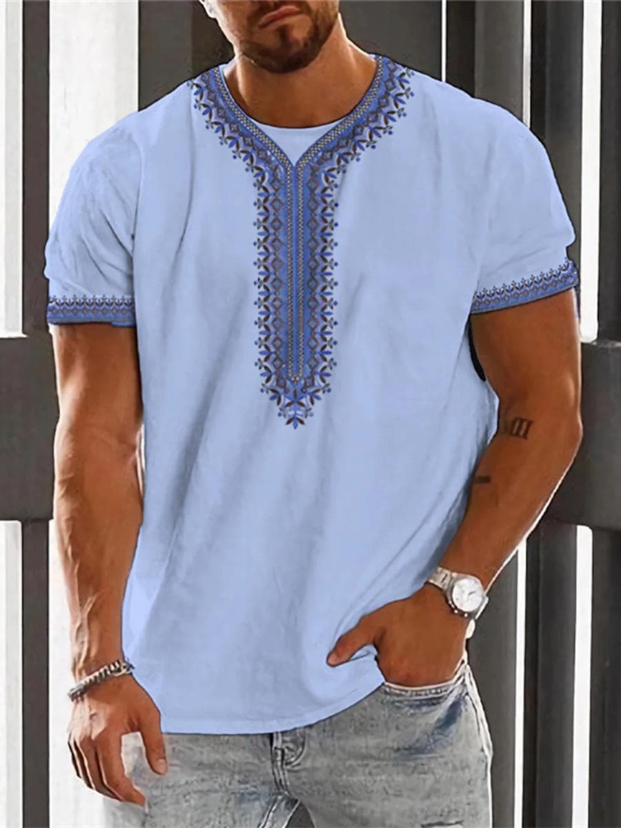 Vintage Ethnic T-shirt 3D Print Clothing O-neck Men Tops Oversized Short Sleeve Tee Summer Loose Male Streetwear Mens Clothes S