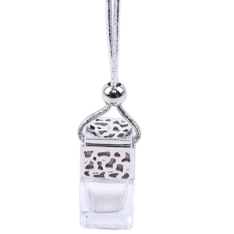 Air Freshener Ornament Perfume Bottle Pendant Essential Oils Auto Car Perfume Bottle Hanging Glass Bottle Car-styling silver