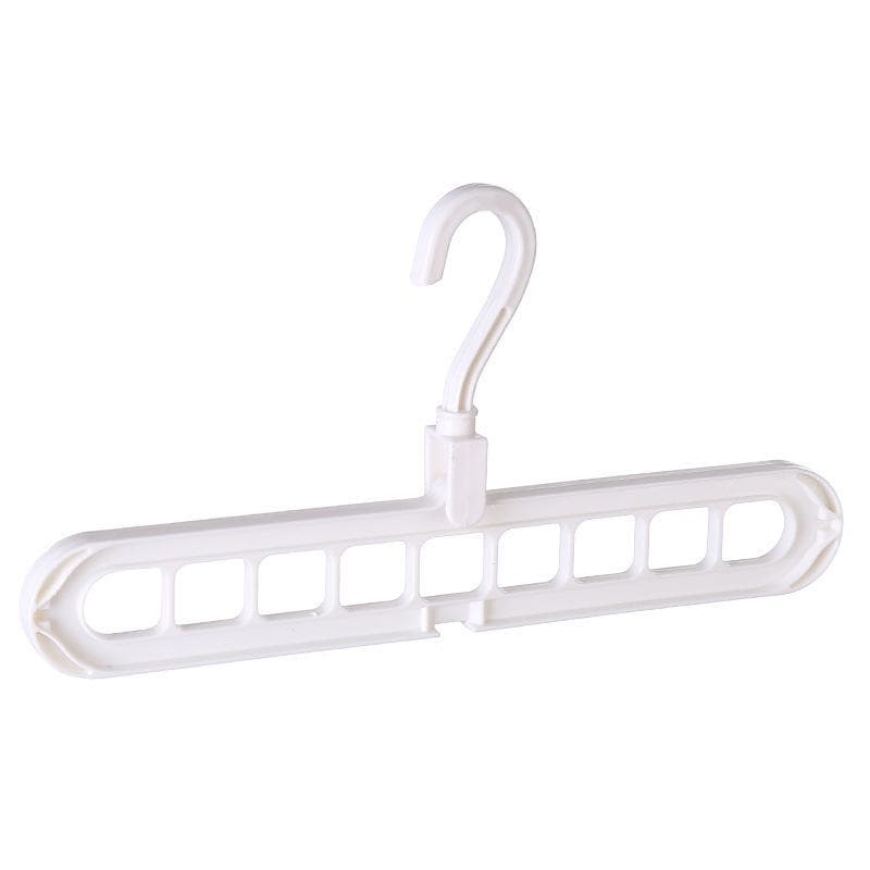 1Pc 9 Hole Household Storage Coathanger Folding Hanger 360 Degree Rotation Magic Hanger white