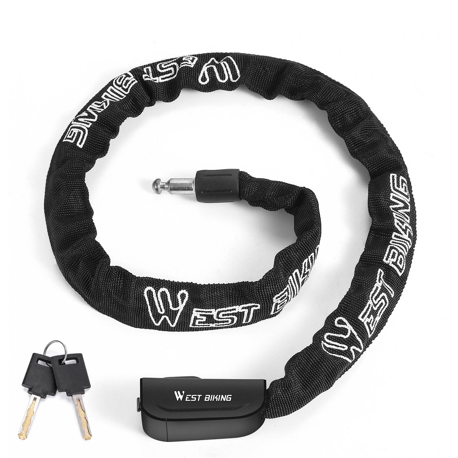 Bike Lock Heavy Duty Anti-Theft Chain Lock Waterproof with 2 Keys for Bike, Motorcycle, E-Bike, black