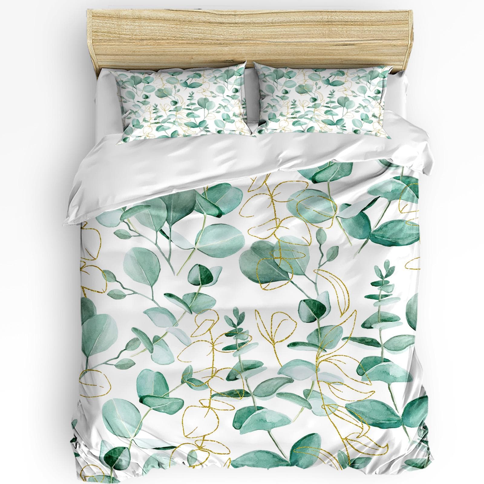 Tropical Plant Banana Leaf Green Duvet Cover with Pillow Case Custom 3pcs Bedding Set Quilt Cover Double Bed Home Textile EU single(135x200cm)