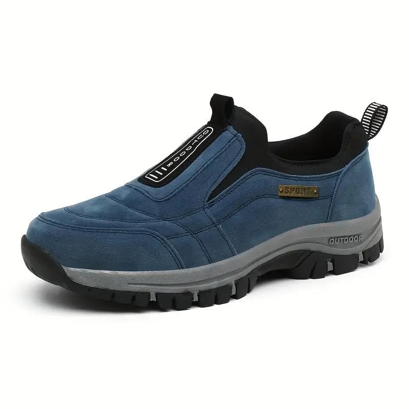Men'S Slip-On Hiking Shoes - Thick Cushioned Sole, Breathable Fabric Upper, Lightweight & Comfortable for Outdoor Walking 45 blue