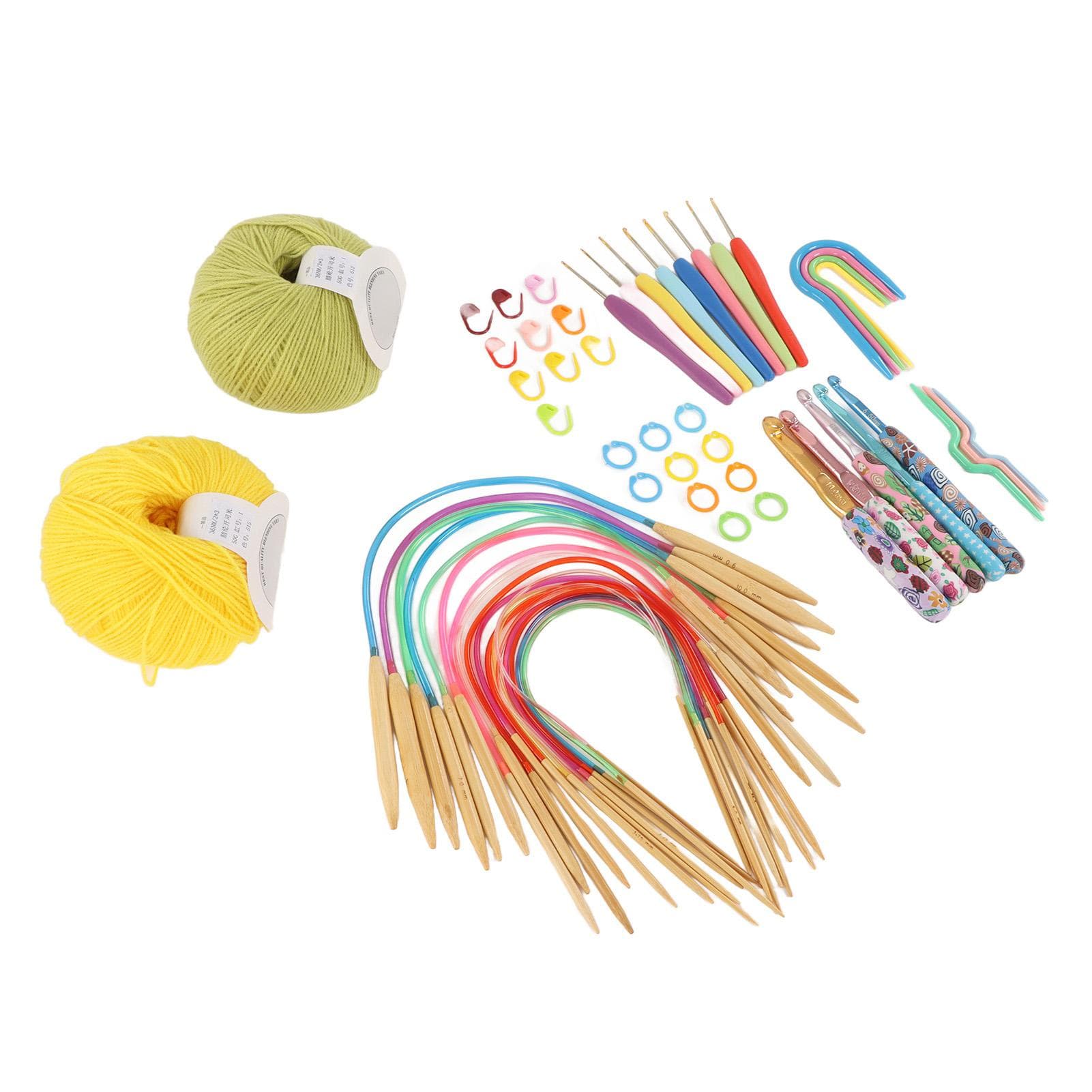 61Pcs Crochet Yarn Kit Ergonomic Design Multi Sizes Crochet Hook Set With Storage Bag for Beginners