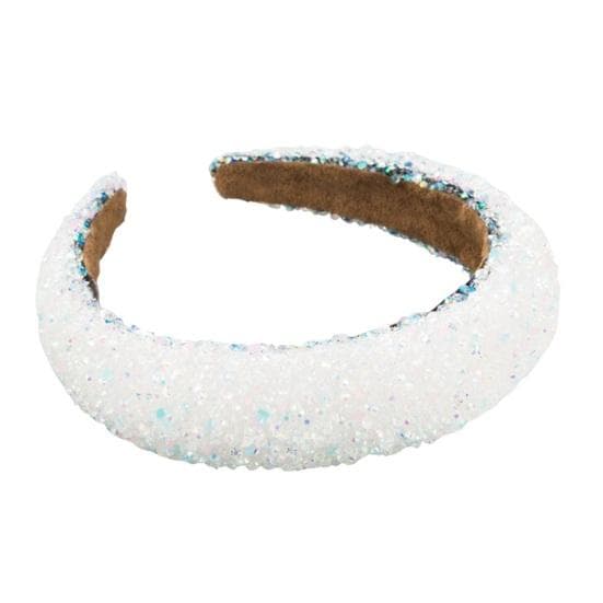 Women Luxury Hair Hoop Shiny Rhinestones Inlaid Headband Heightened Design Lightweight Headwear Head Accessories white