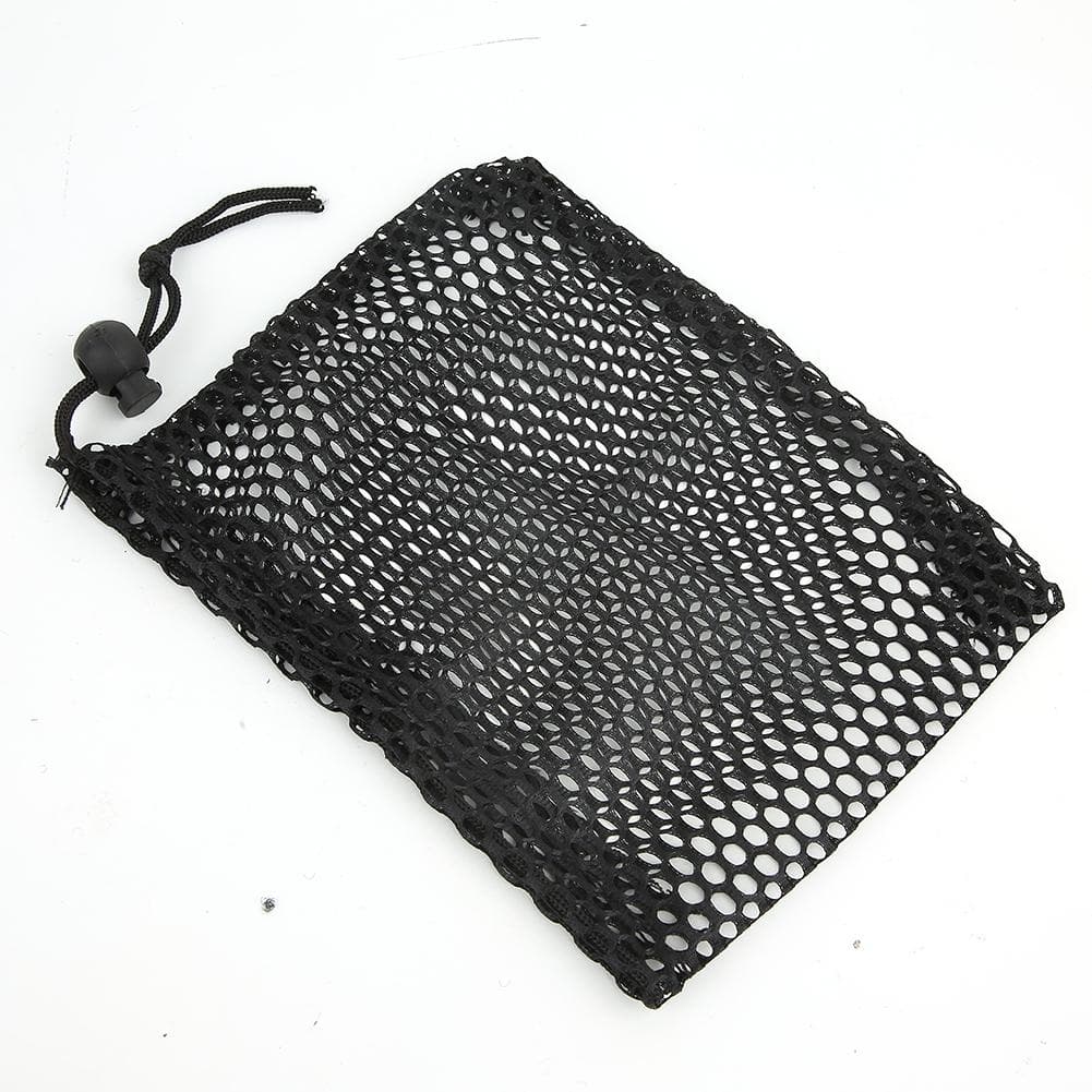 Black Nylon Mesh Drawstring Pouch Golf Balls Holder Storage Bag (M) Small