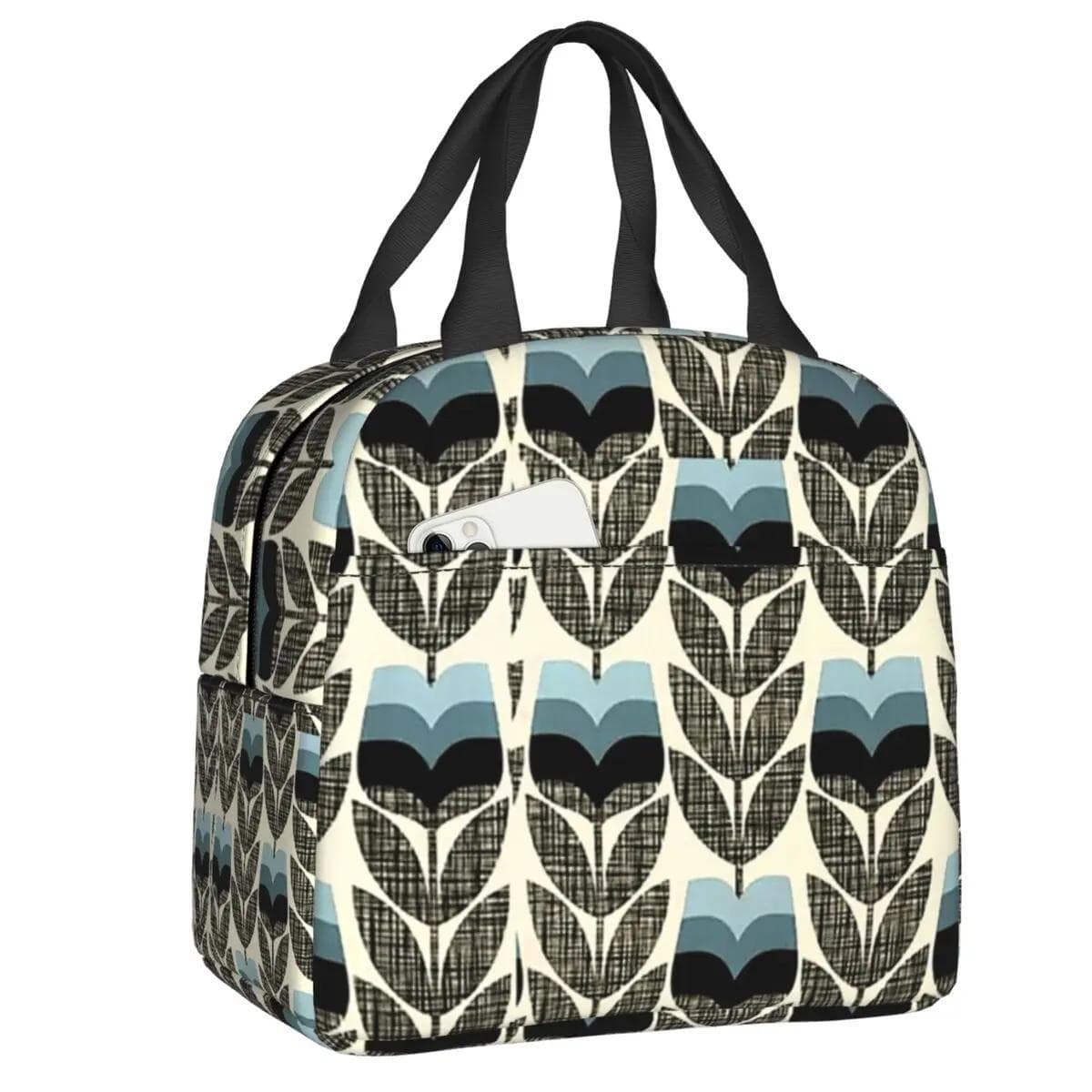 Orla Kiely Bubble Flowers Insulated Lunch Bag for Women Leakproof Scandinavian Thermal Cooler Lunch Tote Beach Camping Travel 22x20x13CM sky blue