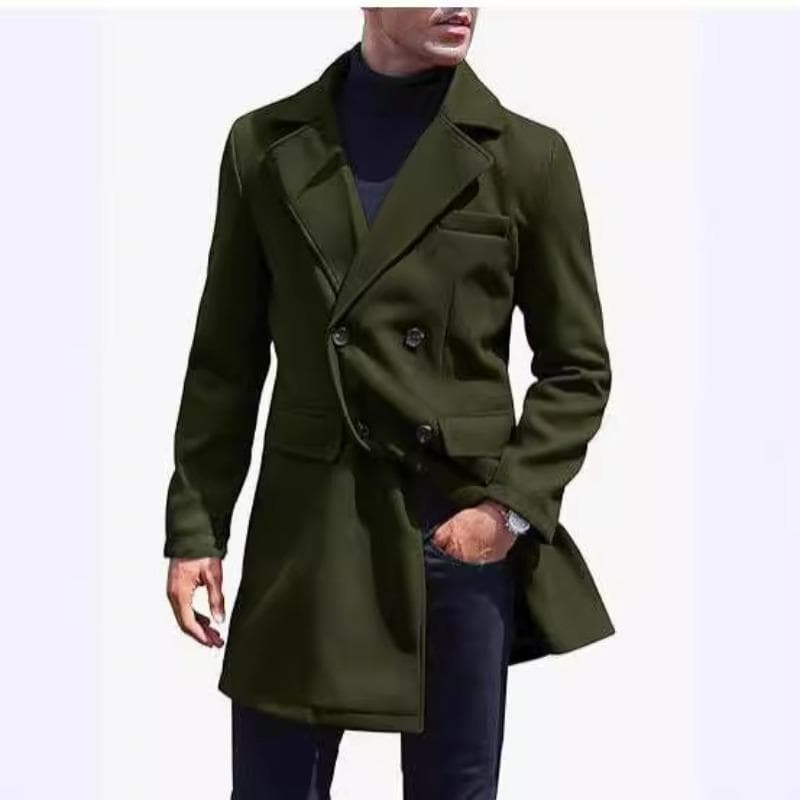 Large Size Woolen Coat Men's Casual Coat Mid-length Double Breasted M