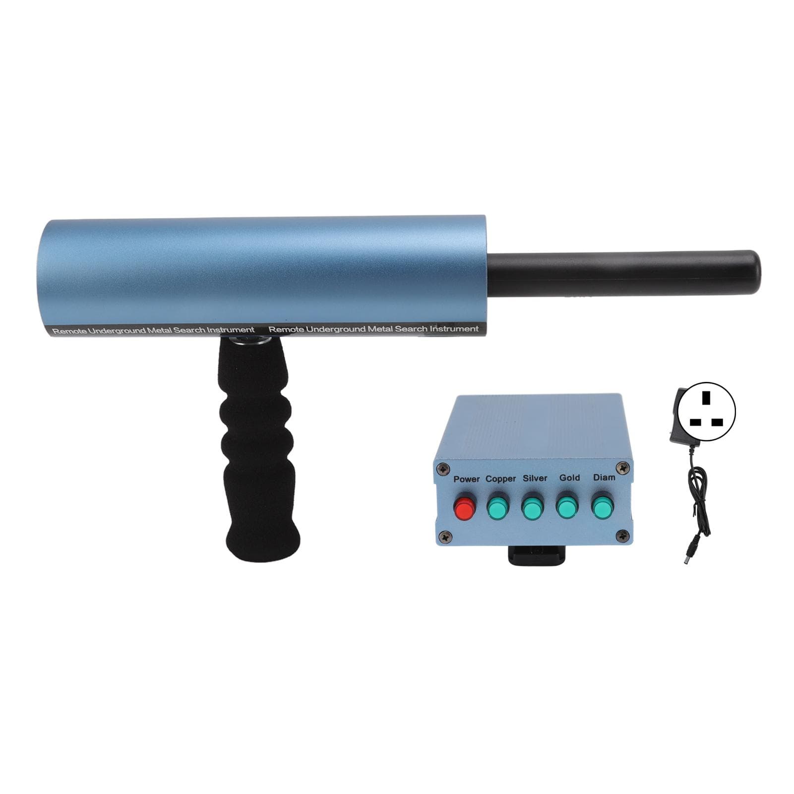 14m Depth AKS Metal Detector 800m Range Aluminum Metal Finder Scanner Equipment 100?240V US Plug blue