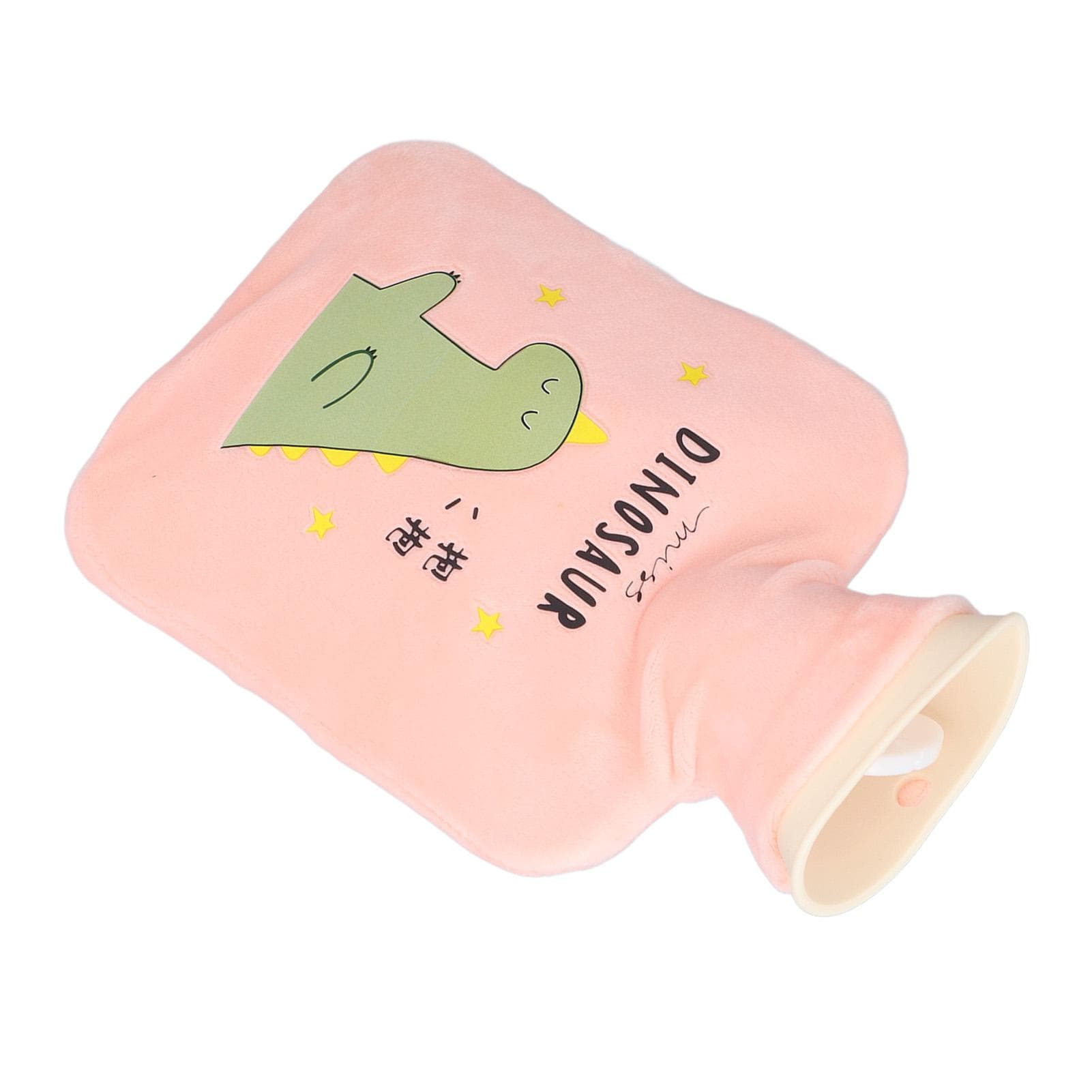 500ml Hot Water Bottle Dinosaur Cartoon Thickened Leak Proof Warm Hot Water Bag for The Treatment pink
