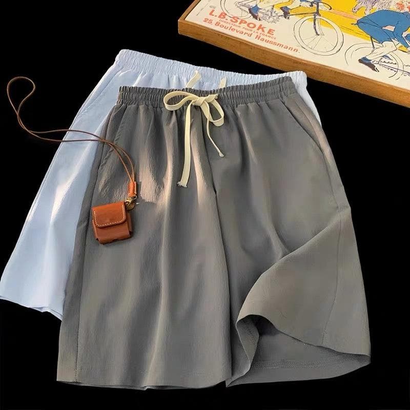 New Summer Ice Silk Quick-drying Casual Versatile Shorts for Women, Loose and Lazy Drooping Wide-leg Pants 2XL grey