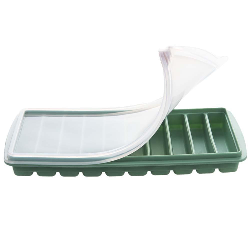 10 Grids Stick Shape Ice Molds Tray With Lid Non-Stick Popsicle Silicone Ice Cube Tray Jelly Chocolate Mould green