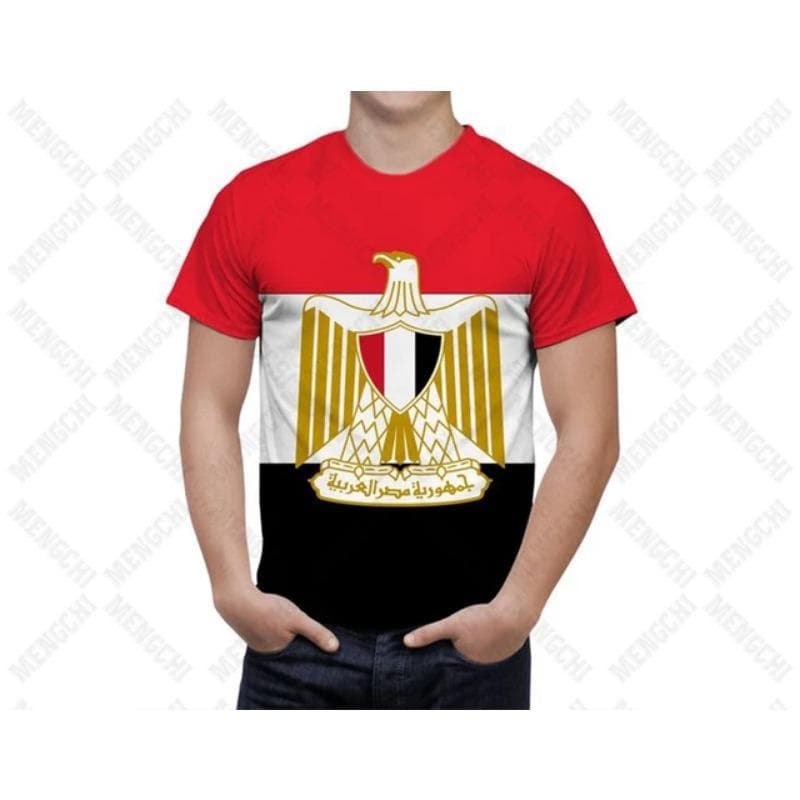 Egypt Flag & Coat of Arms Graphic Tee Summer Casual Pullover Men's Fashion O-neck T-shirts Boys Oversized Short Sleeve Tops M