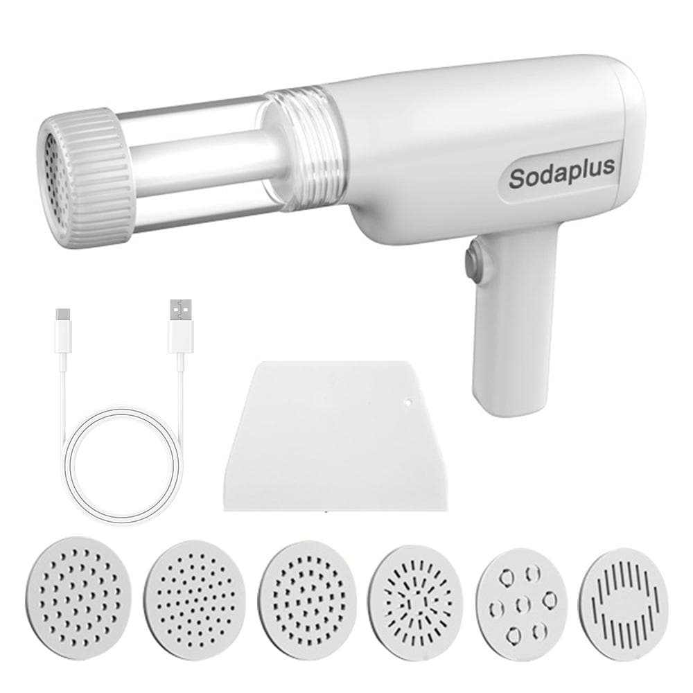 Sodaplus Automatic Pasta Maker Machine Handheld Electric Noodle Maker 6-in-1 Cordless Portable white