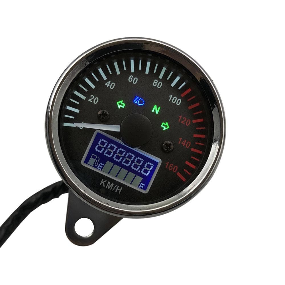 Universal 12V Motorcycle Speedometer LED Digital Tachometer Liquaid Crystal Instrument Gauge black