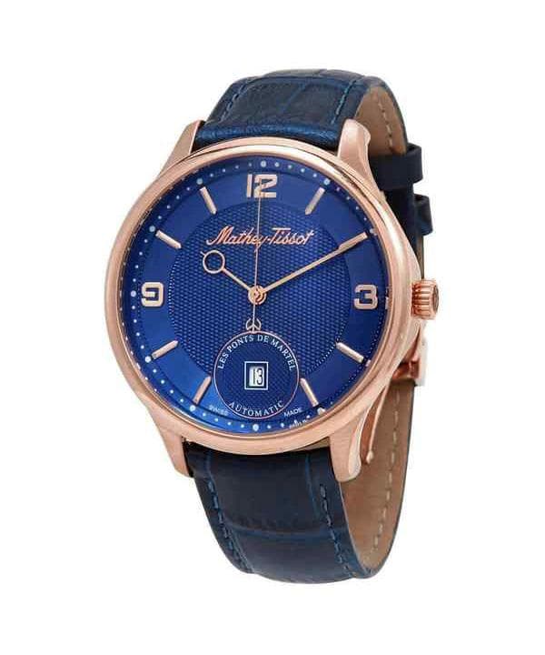 Mathey-Tissot Edmond Limited Edition Automatic 3D Leather Strap Blue Dial AC1886PBU Men's Watch blue