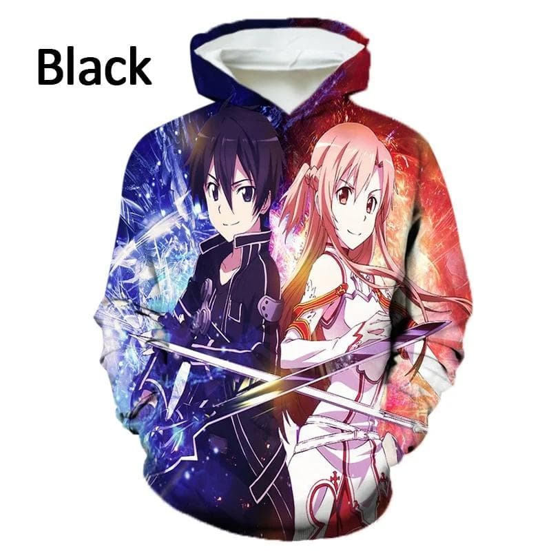 New Unisex Long Sleeve Fashion Hoodie Anime Sword Art Online 3D Printing Hoodie Casual Sweatshirt Pullover XL