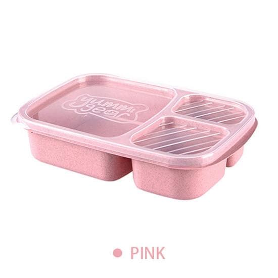 Separate lunch box Portable Bento Box Lunchbox Leakproof Food Container Microwave oven Dinnerware for Students pink