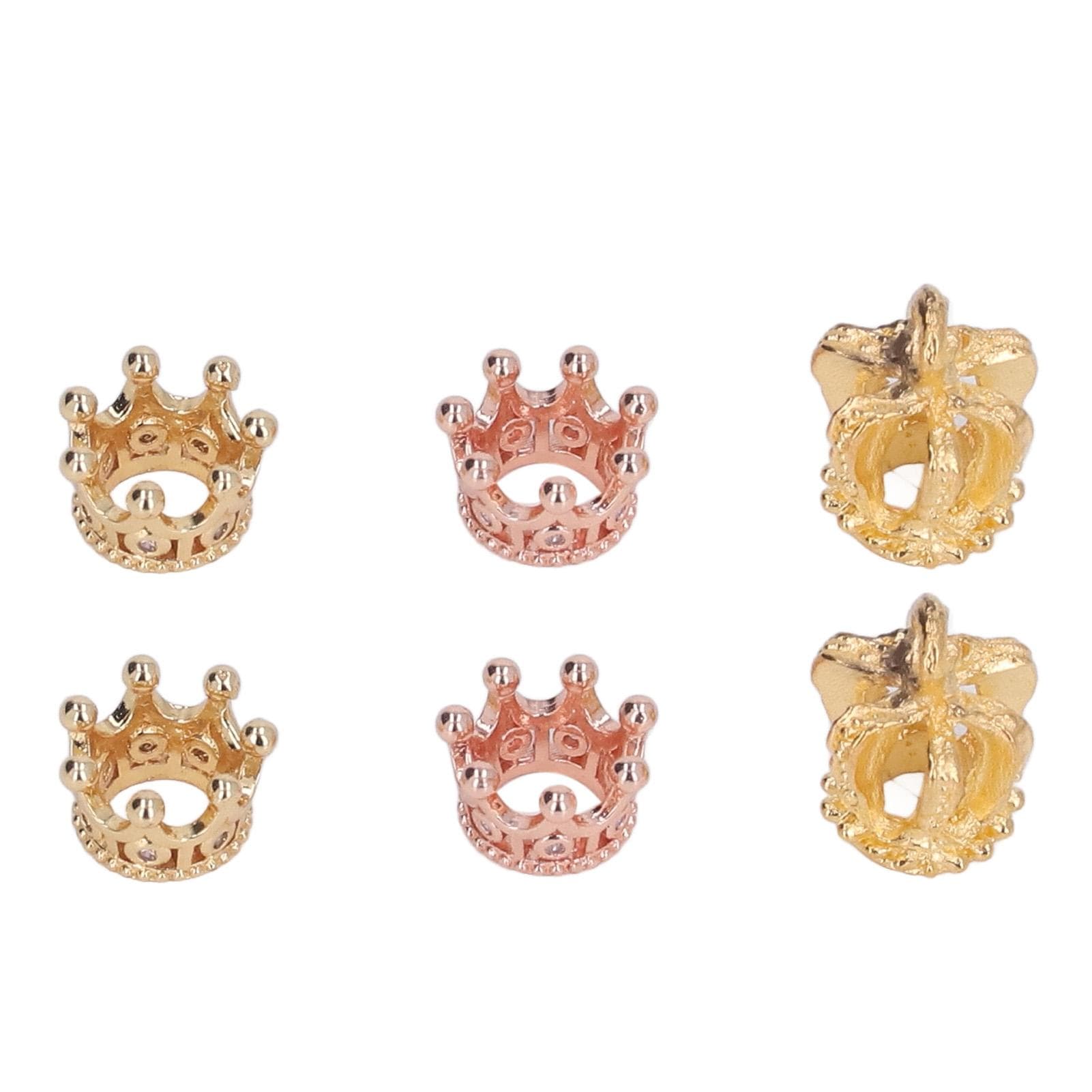 6Pcs Mini Crowns Sturdy Durable Metal Crown Stylish Design Bright Color Multifunction Crown Charm