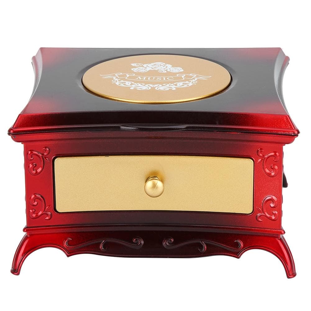 Dancing Girl Music Box Toy Jewelry Storage Box Gift Home Ornament Decoration (Red) Pink