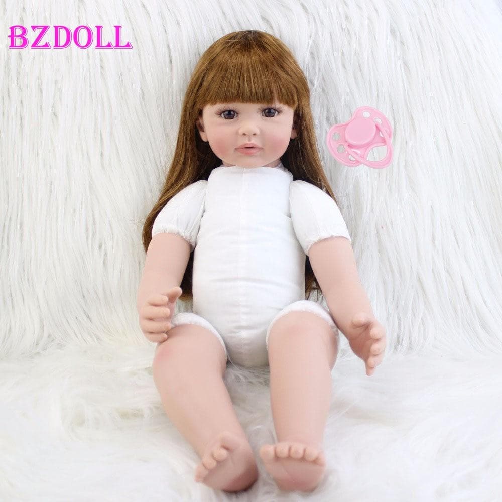 BZDOLL 60cm Soft Silicone Reborn Toddler Girl Baby Doll without Clothes Lifelike 24inch Princess Babies Bedtime Toy Lovely Birthday Gifts Doll without Clothes
