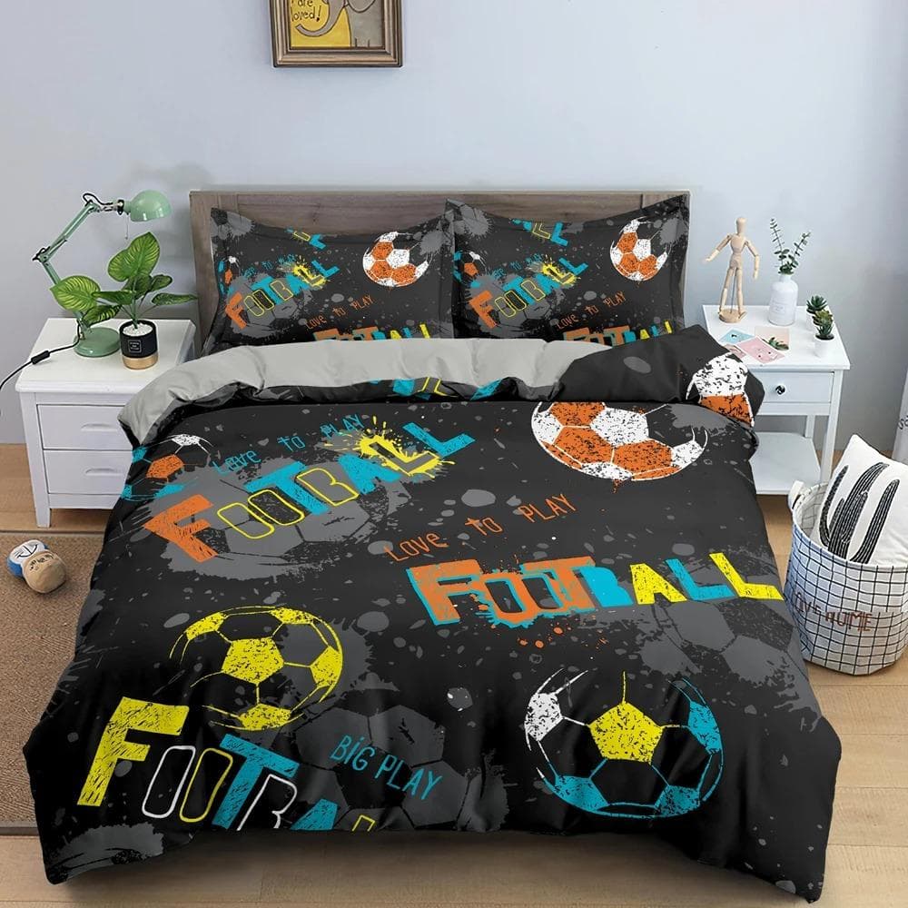 Colored Football Soccer Bedding Set Boys Girls Twin Queen Size Duvet Cover Pillowcase Bed Kids Adult Fashion Home Textileextile 70x133cm 2pcs