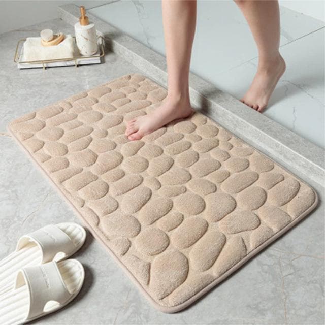 Beautiful Cobblestone Embossed Bathroom Bath Mat Non-slip Carpets In Wash Basin Bathtub Side Floor Rug Shower Room Doormat Memory Foam Pad 50x80cm khaki