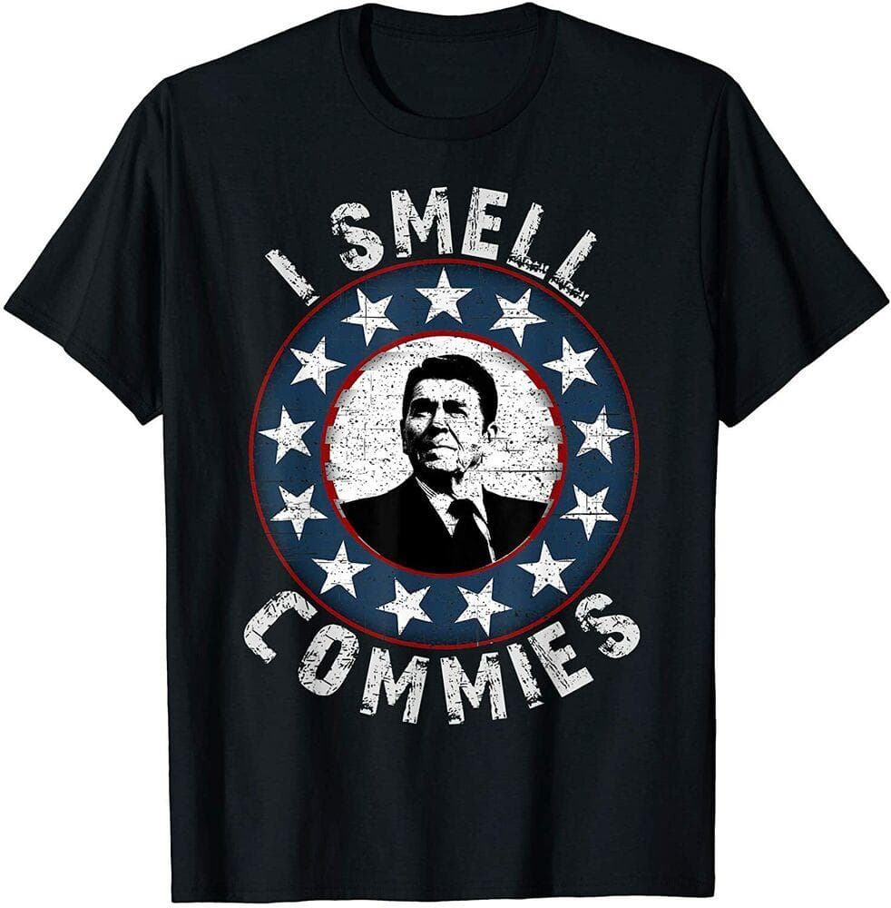 Ronald Reagan I Smell Commies Retro Vintage Political Humor Unisex T-Shirt L