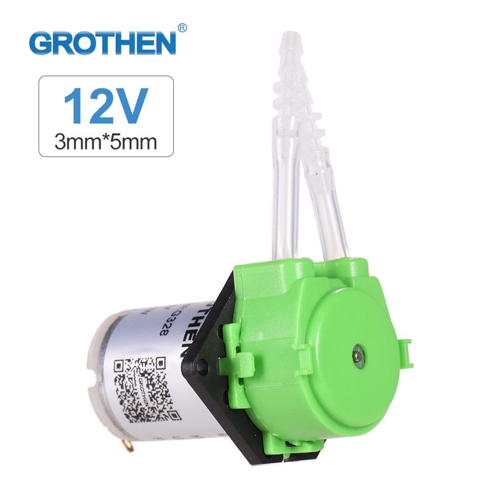GROTHEN DC 12V Dosing Pump Peristaltic Pump Mini Water Liquid Peristaltic Dosing Pump Dosing Pump Head Pump 3mmX5mm green