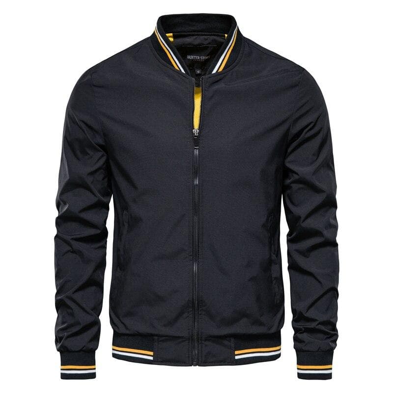 2024 New V-neck Design Spring and Autumn Fashion High Quality Men's Jackets for Men's Leisure Slim Fit Men's Baseball Jackets XL black