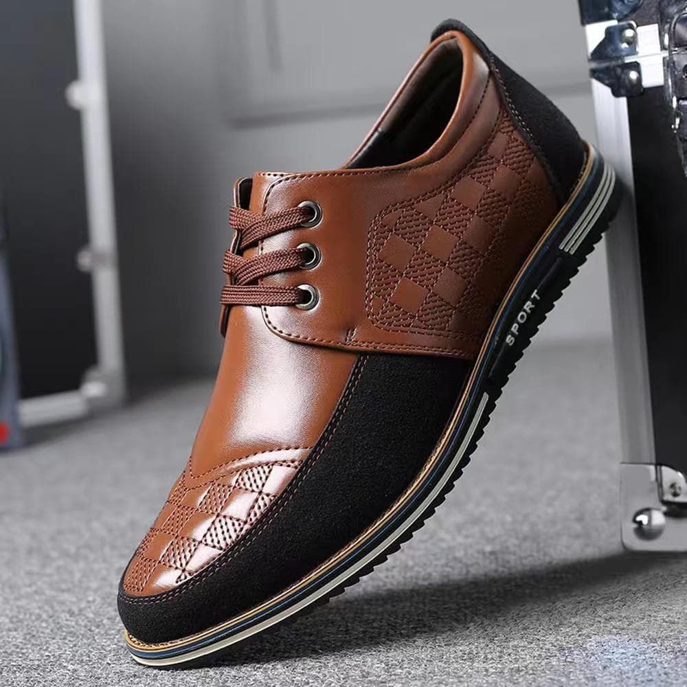 New Style Men's Shoes Front Lacing All-match British Large Size Trendy Shoes Sports Wind Business Formal Leather Shoes 48 brown