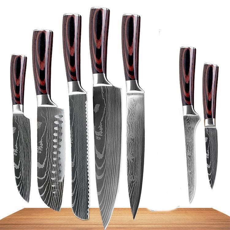 7Pcs Damascus Knife Sets Damascussteel Kitchen Knives Best Kitchen Knives Kitchen Stuff Knife